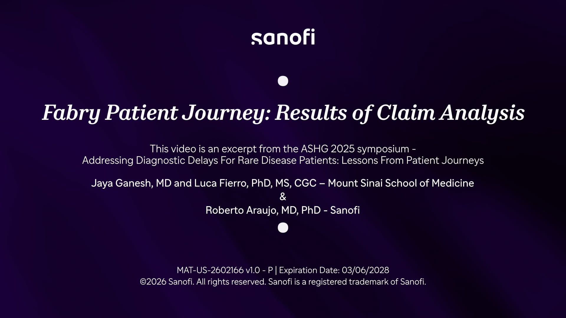 Fabry patient journey: Results of claim analysis